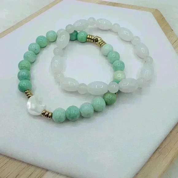 Green Crescent Matcha Theme Bracelet Duo - Picture 3 of 4